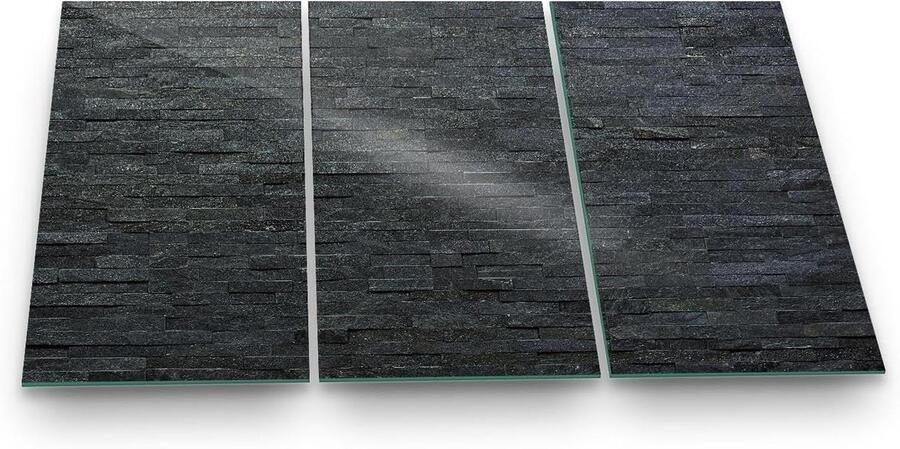 Kookplaat Afdekplaat Werkblad Beschermer Keuken Werkruimte Veiligheidsglas 4mm 90 x 52 cm Leisteen Zwart