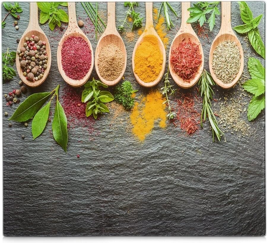 Kookplaat Afdekplaat Werkbladbeschermer Glas Keuken Beschermen Hittebestendig Glas 56 x 50 cm Spices Print