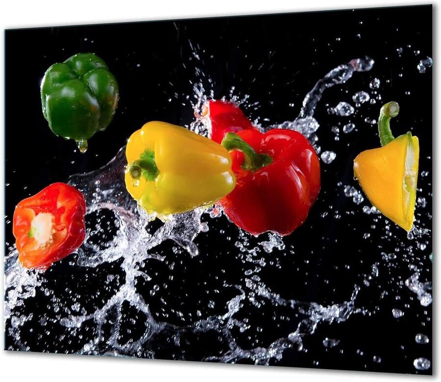 Kookplaat Afdekplaat Werkbladbeschermer Glasplaat Keuken Beschermen Gehard Glas 60 x 52 cm Paprika Mix