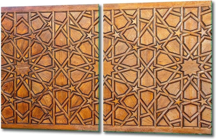Kookplaat Afdekplaten Glasplaat Set Keuken Beschermen Multifunctioneel Gebruik 2x 40x52 cm Hout Patroon