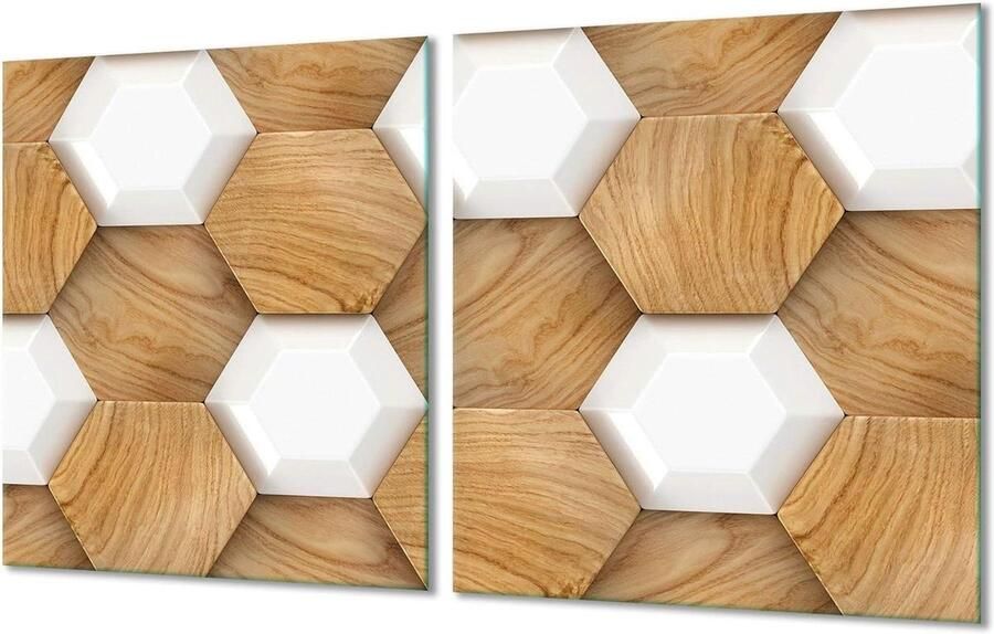 Kookplaat Afdekplaten Glazen Plaat Keuken Werkblad 5-in-1 Multifunctioneel 2x 40x52 cm Beige