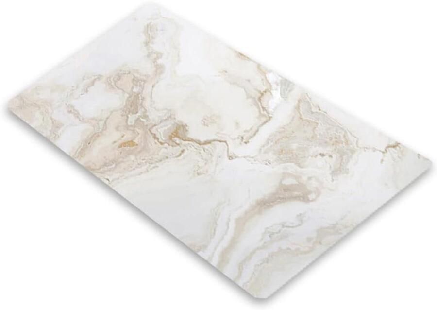 Kookplaat Afdekplaten Glazen Plaat Werkblad Vergroten Gehard Veiligheidsglas 30 x 52 cm Wit Marmer