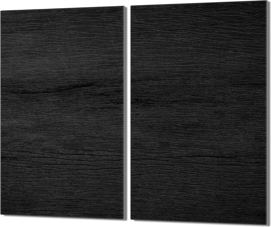 Kookplaat Afdekplaten Snijplank Set Keuken Werkruimte Gehard Glas 2-delig 30x52cm Zwart