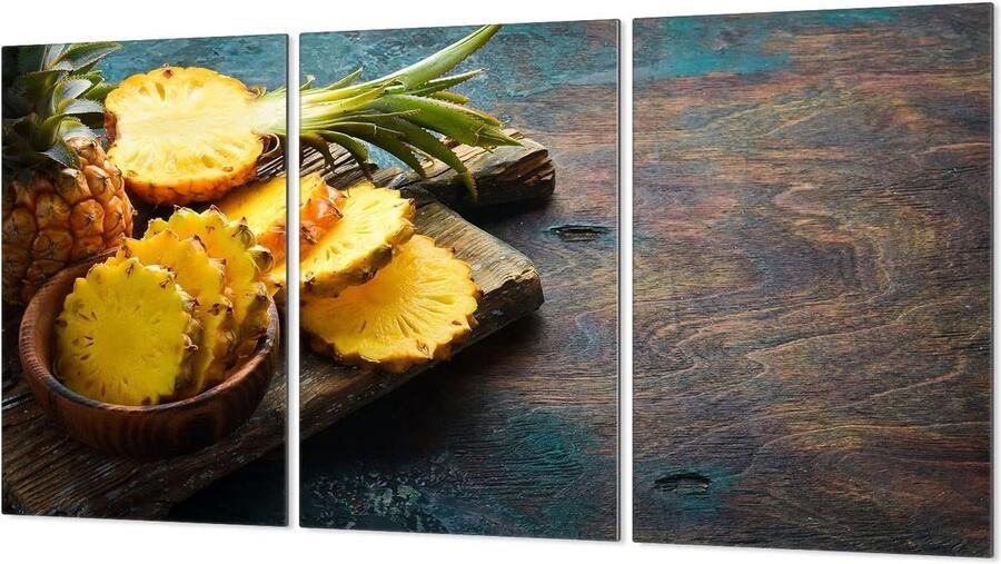 Kookplaat Afdekplaten Spatbescherming Glas Keuken Beschermen Gehard Glas 30 x 52 cm Ananas
