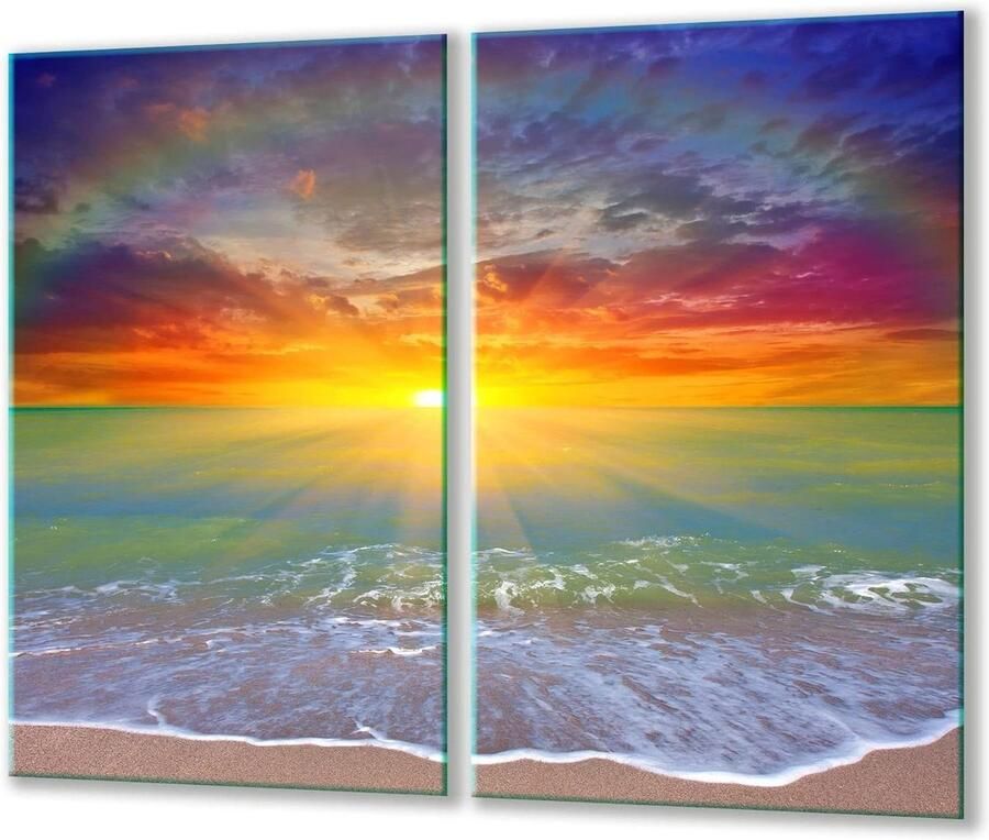 Kookplaat Afdekplaten Spatbescherming Glasplaat Keuken Beschermen Gehard Glas 2 x 30 x 52 cm Geel