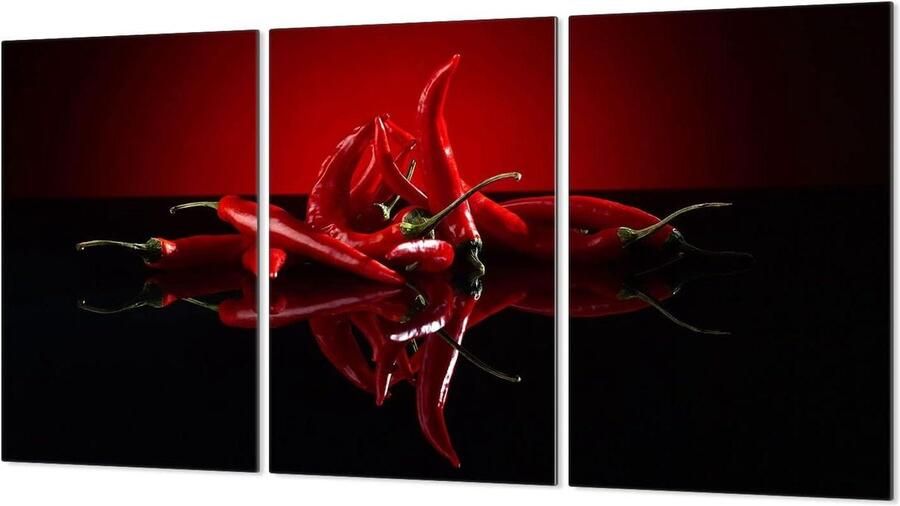 Kookplaat Afdekplaten Spatbescherming Glasplaat Keuken Werkblad Gehard Glas 30 x 52 cm Chilli