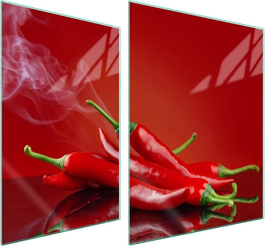 Kookplaat Afdekplaten Werkblad Beschermers Keuken Beschermen Gehard Glas 70x52 cm Chili
