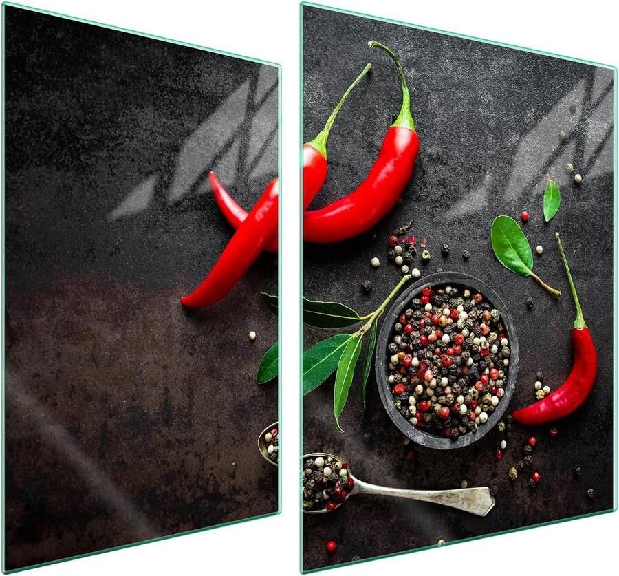 Kookplaat Afdekset Werkblad Beschermers Keuken Beschermen Gehard Glas 70x52 cm Chili