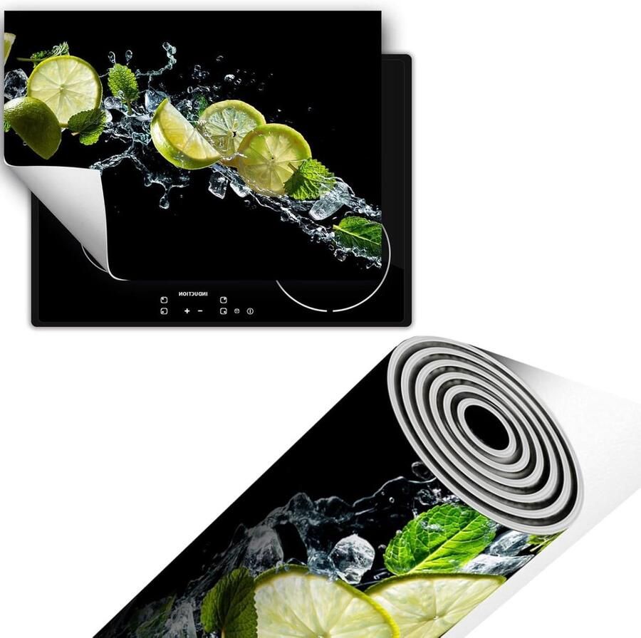 Kookplaat Beschermer Aanrecht Mat Extra Werkruimte Anti-slip Vinyl 70x52 cm Zwart Groen