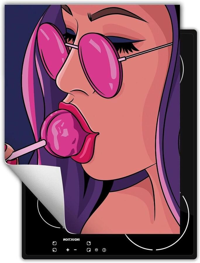 Kookplaat Beschermer Aanrecht Mat Extra Werkruimte Krasbestendig Ontwerp 40x52 cm Pop Art Vrouw