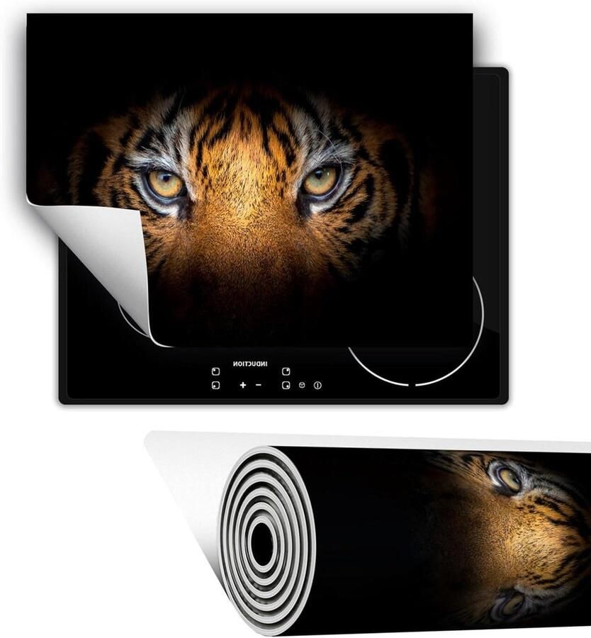 Kookplaat Beschermer Aanrecht Mat Keuken Organisatie Krasbestendig Vinyl 80x52cm Zwart Tijger
