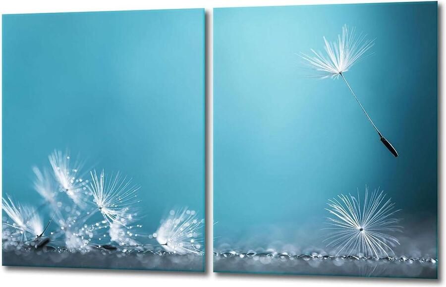 Kookplaat Beschermer Aanrechtblad Deksel Keuken Beschermen Krasbestendig Glas 40 x 52 cm Blauw Bloemenpatroon