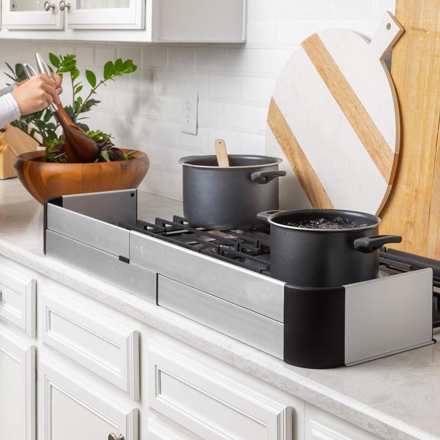 Kookplaat Beschermer Aanrechtblad Protector Veilig Koken Hittebestendig Aluminium 57 x 16 cm Zwart