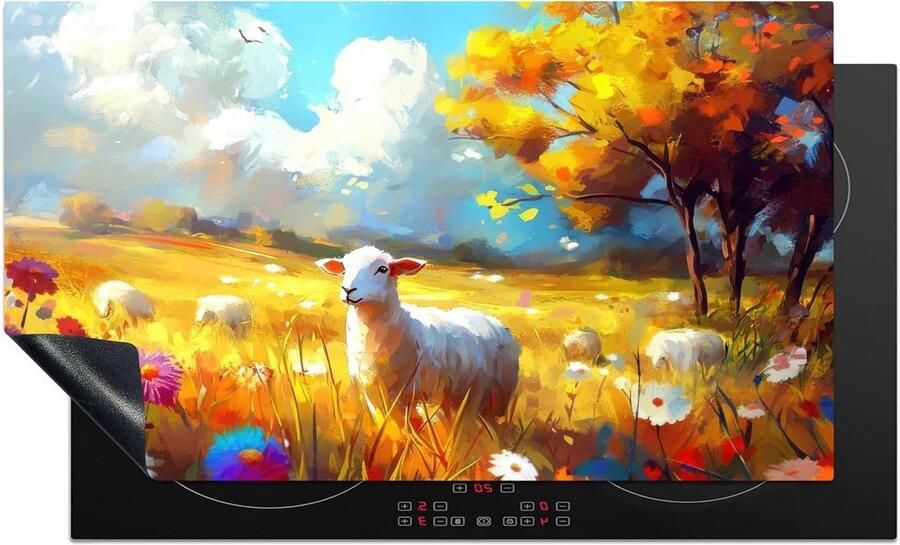 Kookplaat Beschermer Afdekplaat Inductie Keuken Decoratie Unieke Foto Print 90x52 cm Schaap Weide