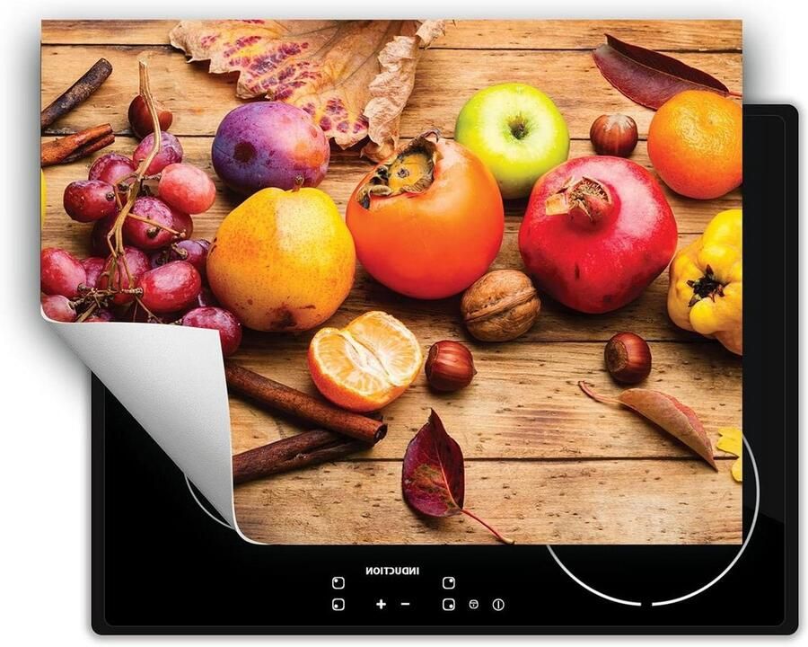 Kookplaat Beschermer Afdekplaat Mat Extra Werkruimte Antislip Vinyl 70x52 cm Fruit Hout