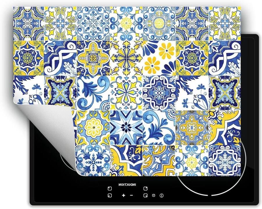 Kookplaat Beschermer Afdekplaat Mat Extra Werkruimte Antislip Vinyl 70x52 cm Geel Mozaïek