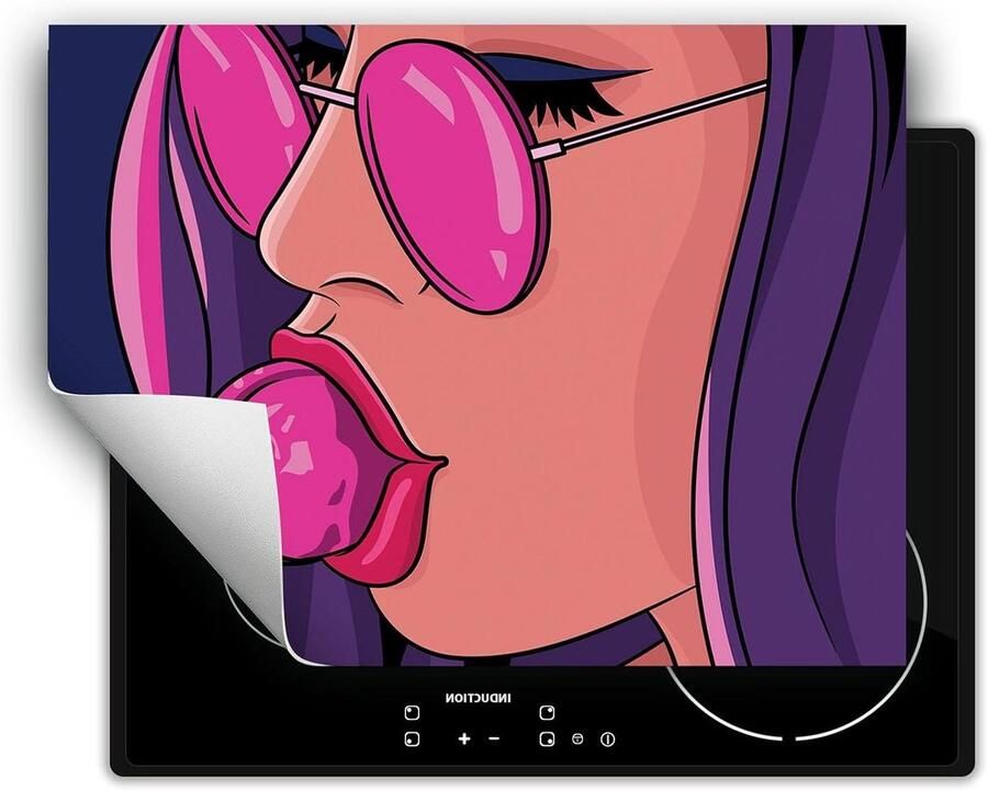 Kookplaat Beschermer Afdekplaat Mat Extra Werkruimte Antislip Vinyl 70x52 cm Pop-art Vrouw