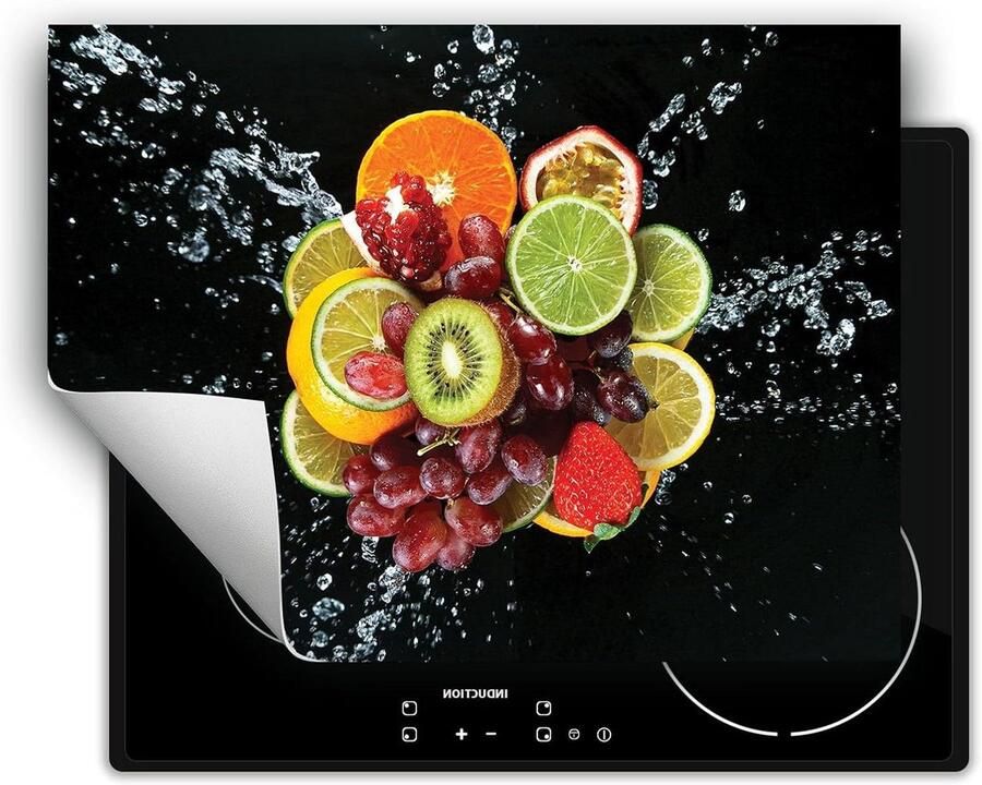 Kookplaat Beschermer Afdekplaat Mat Extra Werkruimte Antislip Vinyl 70x52 cm Zwart Fruit - Foto 2