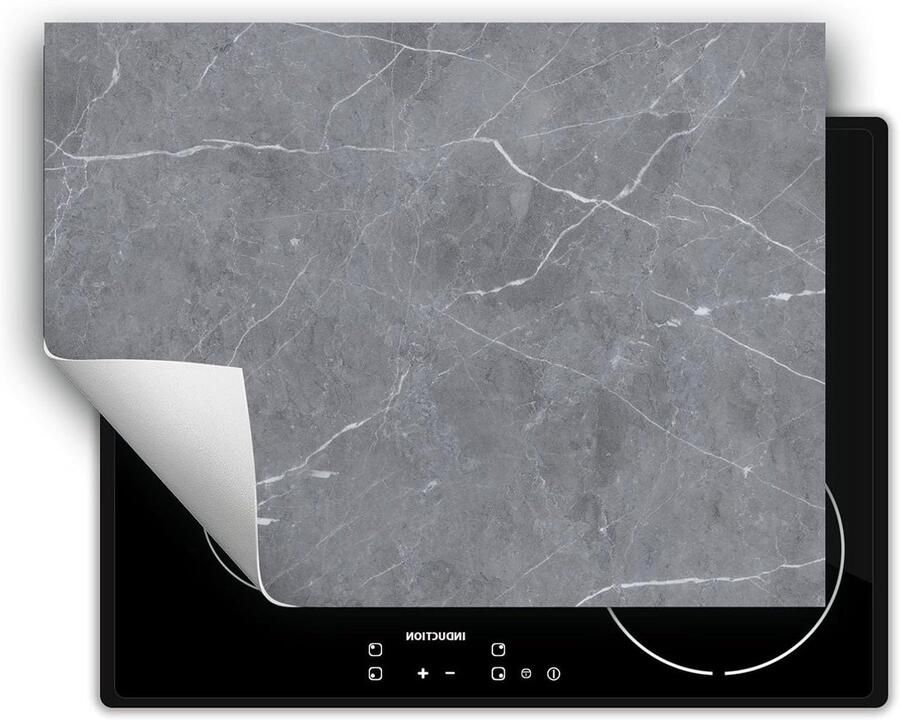 Kookplaat Beschermer Afdekplaat Mat Extra Werkruimte Krasbestendig Vinyl 70x52 cm Grijs Marmer