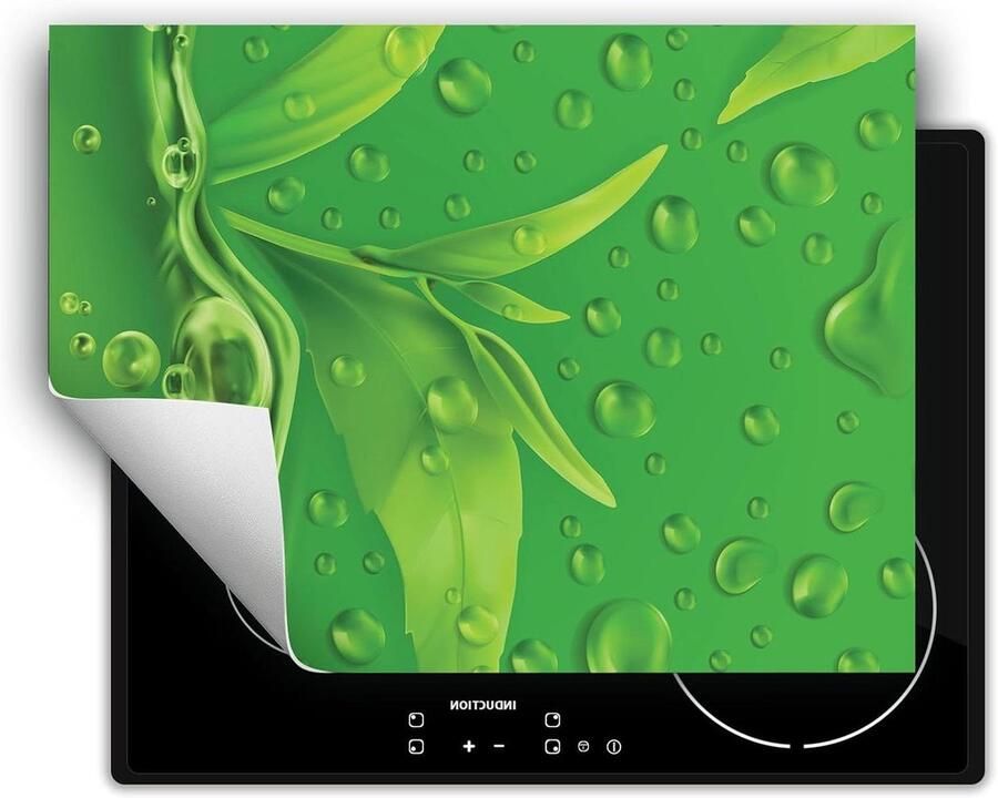 Kookplaat beschermer Afdekplaat mat Inductie kookplaat Extra werkruimte 70x52 cm Groen bloemenmotief