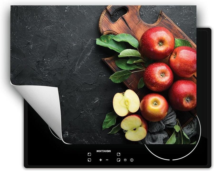 Kookplaat Beschermer Afdekplaat Mat Keuken Organisatie Antislip Vinyl 70x52 cm Grijs Appels