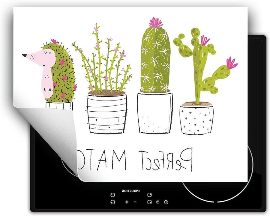 Kookplaat Beschermer Afdekplaat Mat Keuken Werkruimte Anti Slip Vinyl 70x52 cm Cactussen