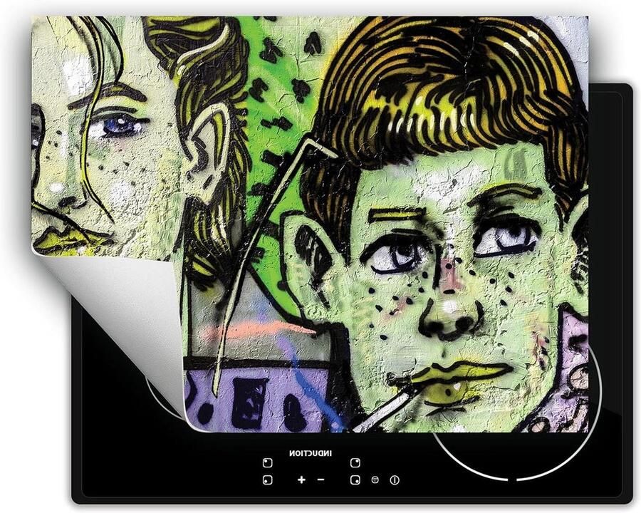 Kookplaat Beschermer Afdekplaat Mat Keuken Werkruimte Antislip Vinyl 70x52 cm Graffiti