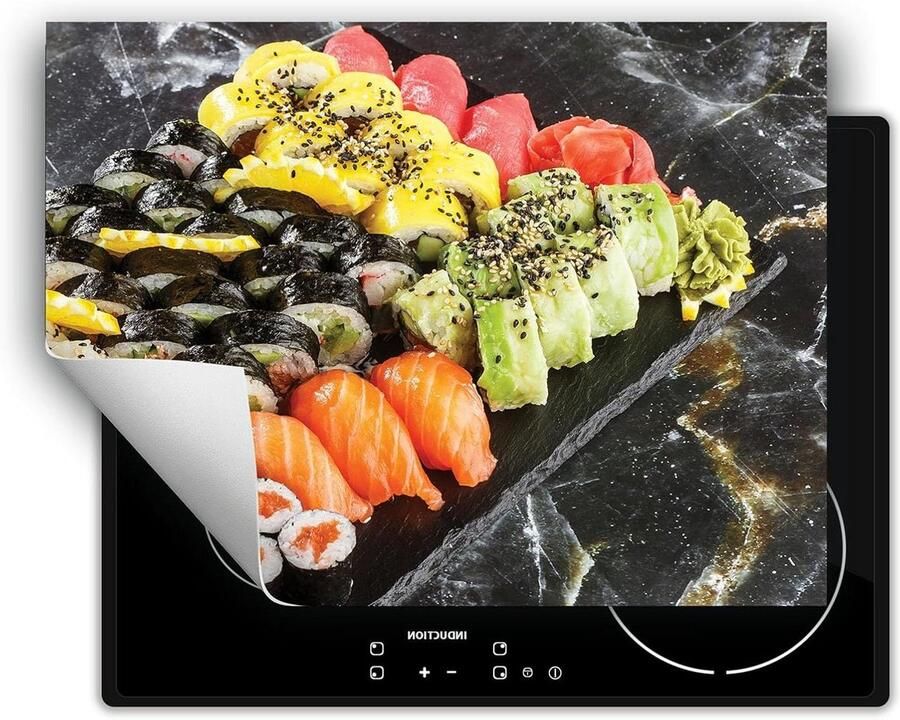 Kookplaat Beschermer Afdekplaat Mat Keuken Werkruimte Antislip Vinyl 70x52 cm Sushi Marmer
