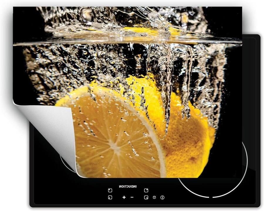 Kookplaat Beschermer Afdekplaat Mat Keuken Werkruimte Antislip Vinyl 70x52 cm Zwart Citroen