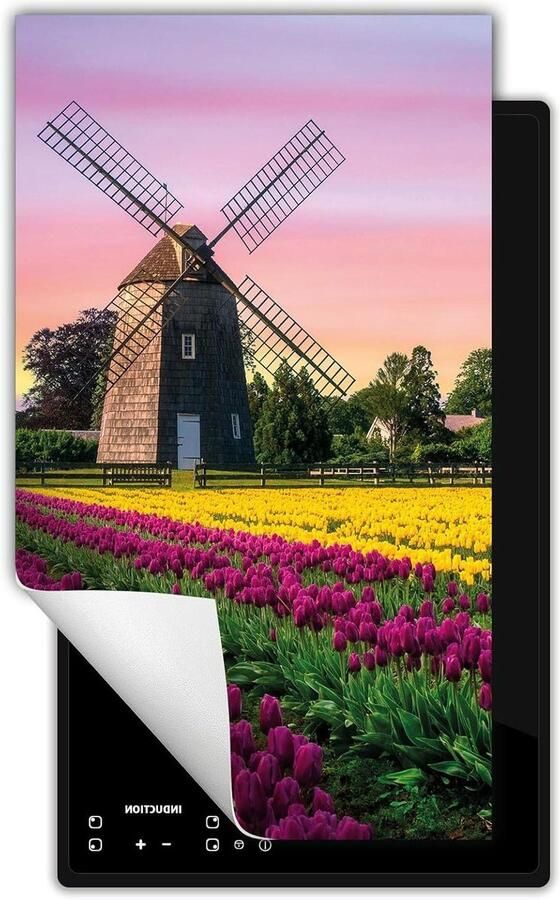 Kookplaat beschermer Fornuis afdekplaat Keuken organiseren Levendige UV-print 30x52 cm Tulpen windmolen