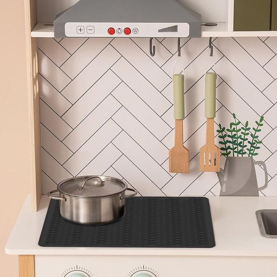 Kookplaat Beschermer Fornuis Afdekzeil Keuken Organiseren Hittebestendig tot 230C 70x50 cm Zwart