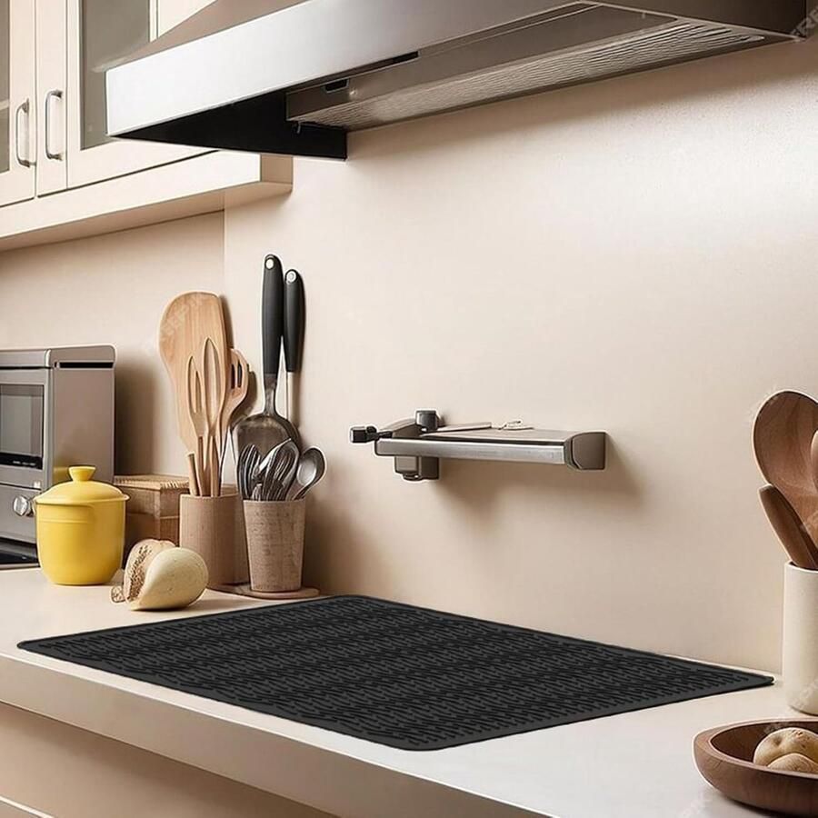 Kookplaat Beschermer Fornuis Mat Keuken Beschermen Hittebestendig tot 230C 70x50 cm Zwart