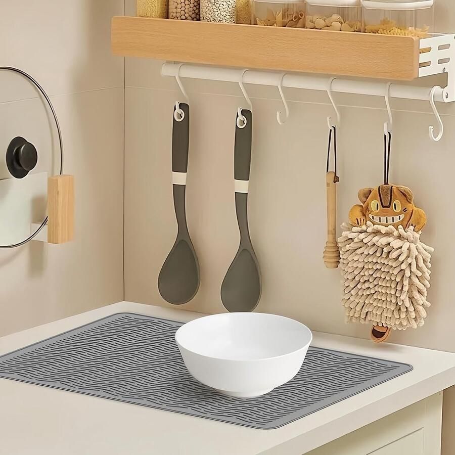 Kookplaat Beschermer Fornuis Mat Keuken Organiseren Hittebestendig Siliconen 70x50 cm Zwart