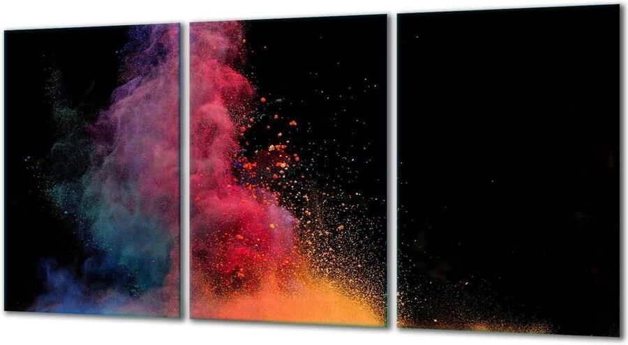 Kookplaat Beschermer Glasplaat Aanrecht Keuken Werkblad 3-Delig Gehard Glas 90 x 52 cm Zwart