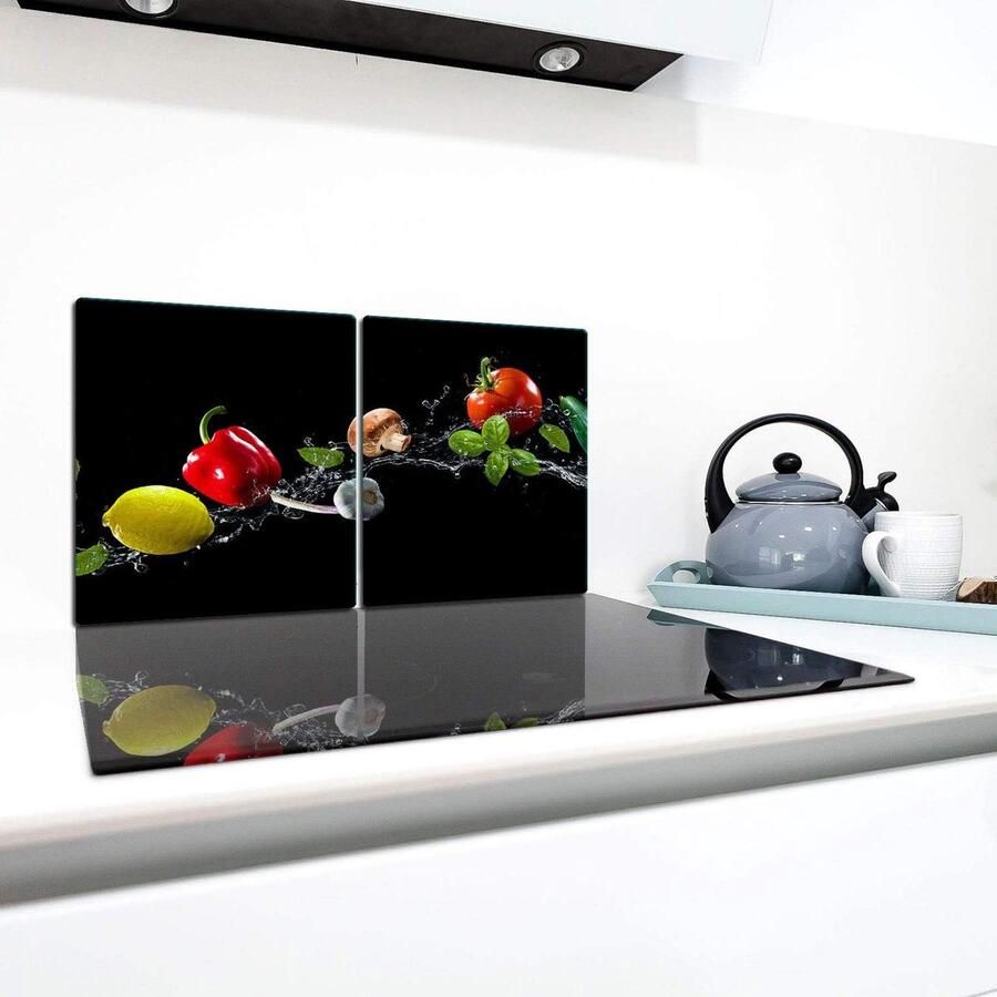 Kookplaat Beschermer Glazen Plaat Keuken Organisatie Krasbestendig Glas 80 x 52 cm Zwart
