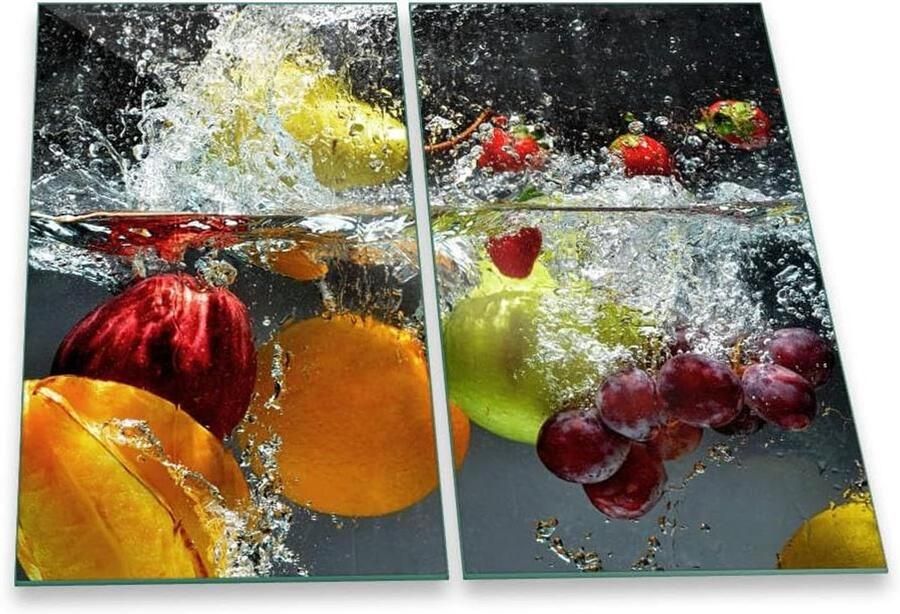 Kookplaat Beschermer Glazen Snijplank Extra Werkruimte Creëren 4mm Veiligheidsglas 60x52 cm Fruitmotief