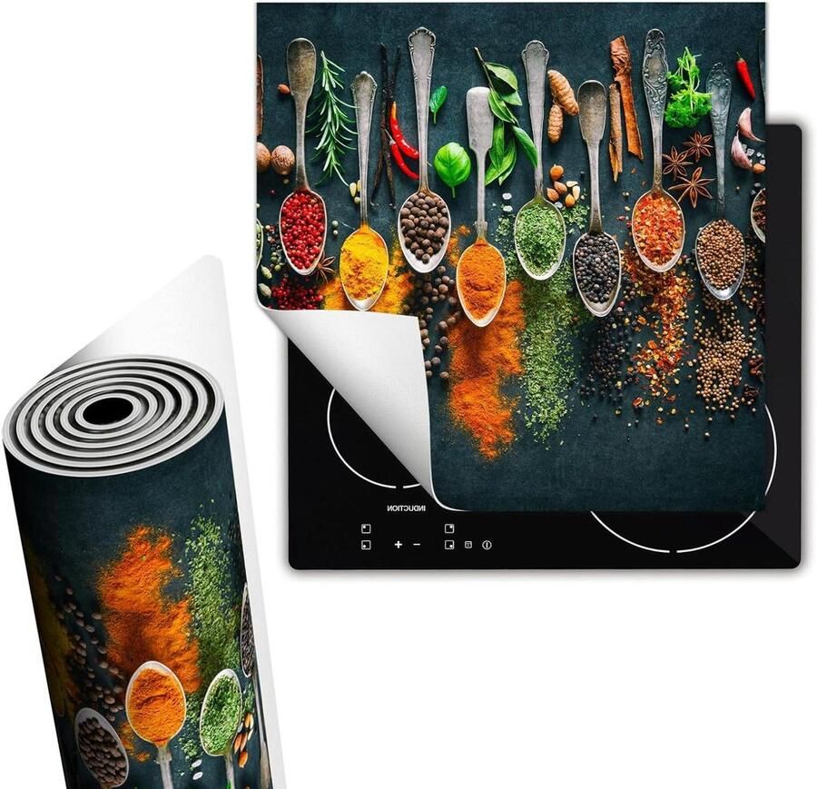 Kookplaat Beschermer Inductie Afdekplaat Extra Werkruimte Antislip Vinyl Materiaal 60x52 cm Kruiden Lepel