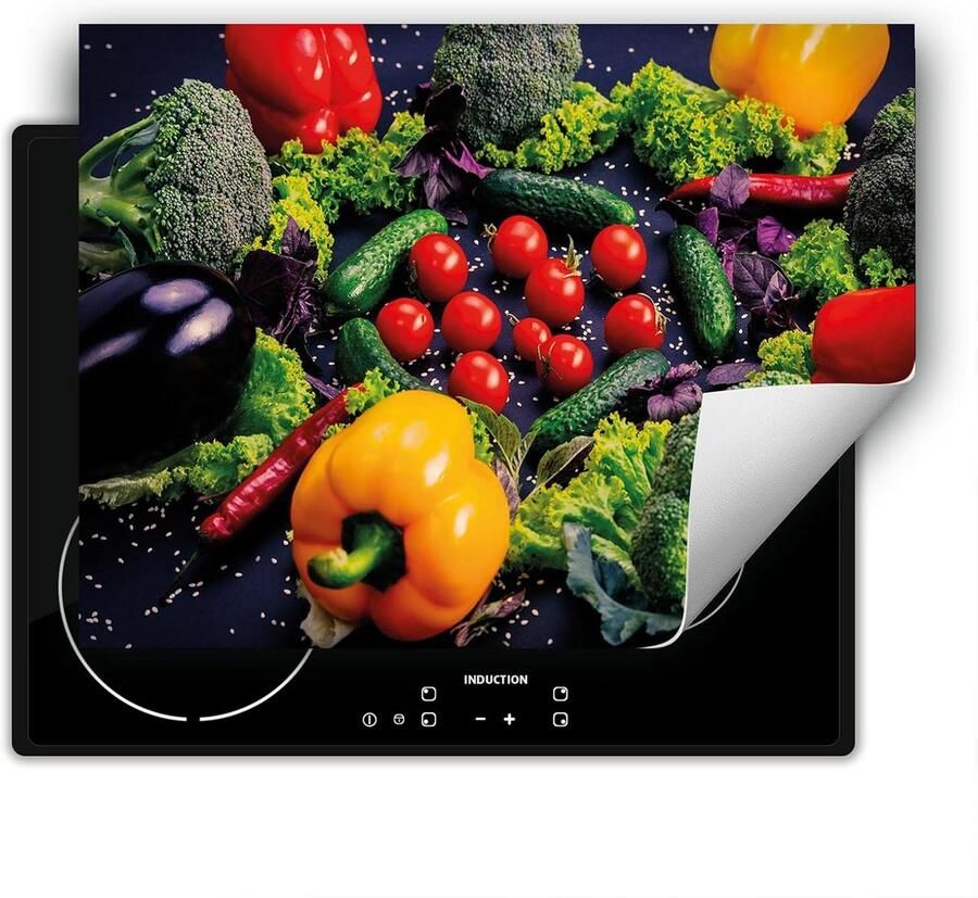 Kookplaat Beschermer Inductie Mat Bescherming Kookplaat Antislip & Krasvrij 80x52 cm Kleurrijk Groenten