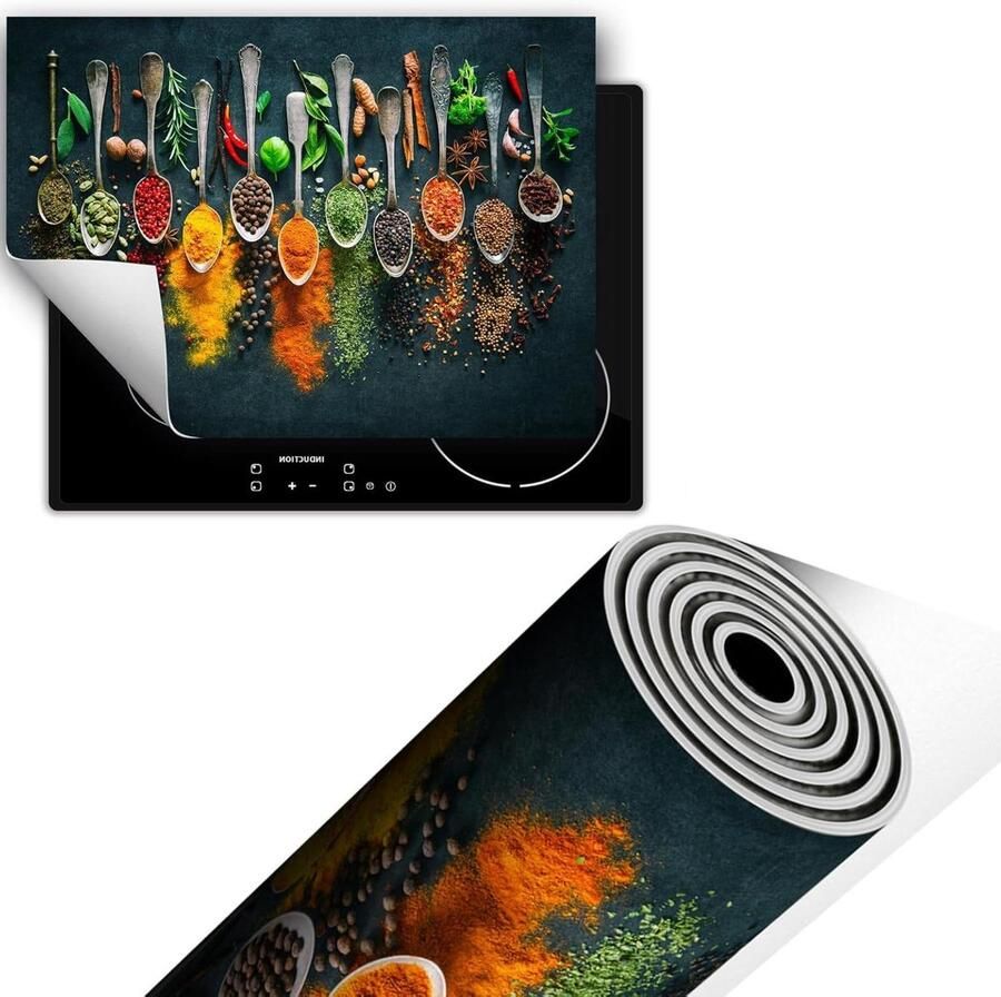 Kookplaat Beschermer Inductie Mat Extra Werkruimte Creëren Antislip Vinyl Materiaal 70x52 cm Kruiden Lepel