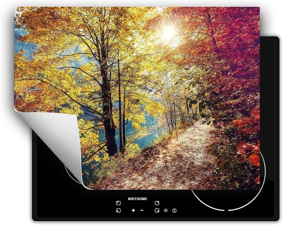 Kookplaat Beschermer Inductie Mat Keuken Decoratie Anti-slip Vinyl 80x52cm Bomen Herfst