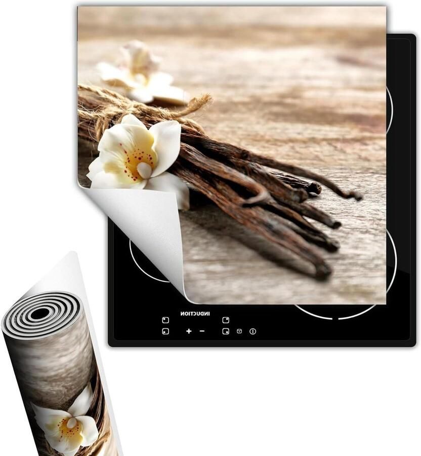 Kookplaat Beschermer Inductie Mat Keuken Werkruimte Anti-slip Vinyl 50x52 cm Bloem Hout