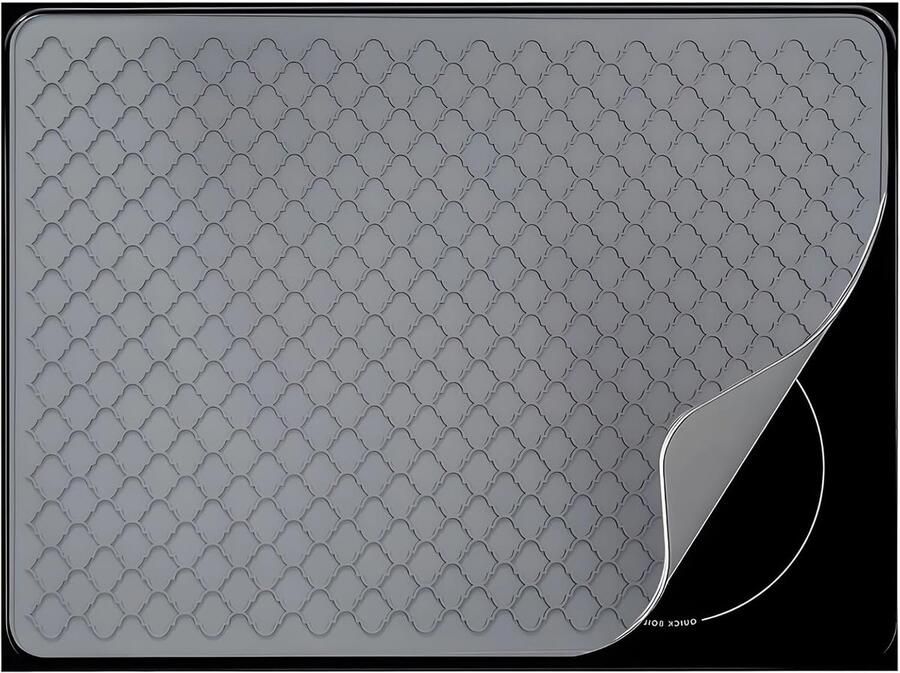 Siliconen Kookplaat Beschermer Inductie Mat Koken Beschermen Hittebestendig en Antislip 71 x 50 cm Grijs