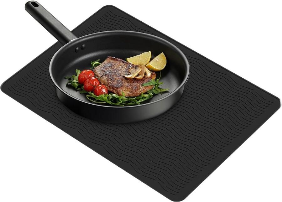 Kookplaat Beschermer Keukenmat Hittebestendig Aanrecht Beschermen Veilig Hittebestendig 70x50 cm Zwart