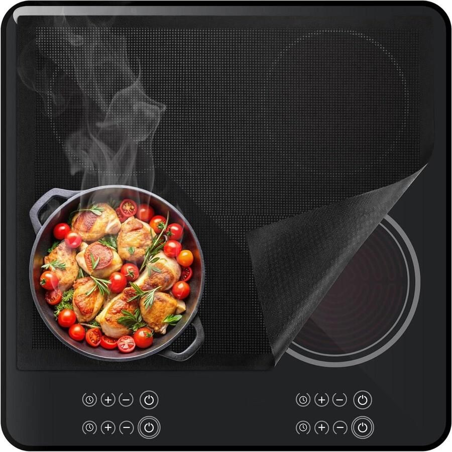 Kookplaat Beschermer Mat Inductie Keramisch Koken Beschermen Antislip Siliconen 60 x 52 cm Zwart