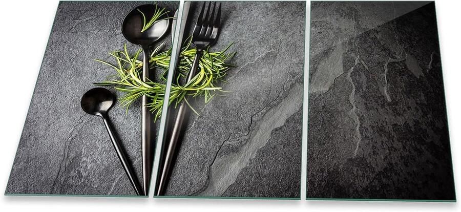Kookplaat Beschermer Snijplank Set Extra Werkruimte Krasbestendig Glas 90x52 cm Grijs