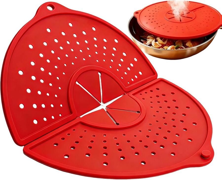 Kookplaat Beschermer Spatdeksel Pan Schoon Koken Opvouwbaar Hittebestendig 36x32.5 cm Rood