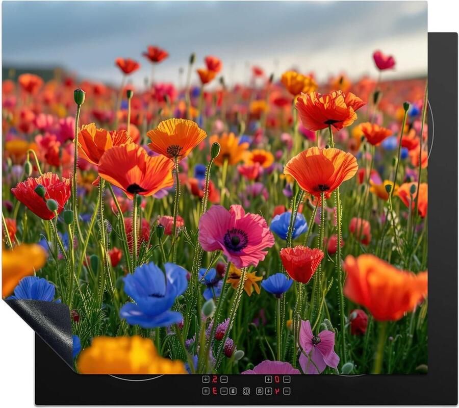 Kookplaat Beschermer Werkblad Bescherming Extra Werkruimte Levendige Fotoprint 60x52 cm Bloemenveld