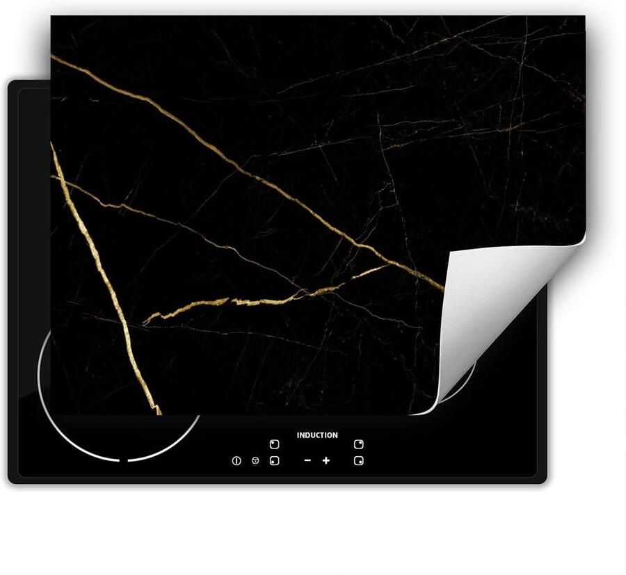Kookplaat Beschermer Werkblad Bescherming Inductie Koken 3mm Dik Antislip 80x52 cm Zwart Marmer