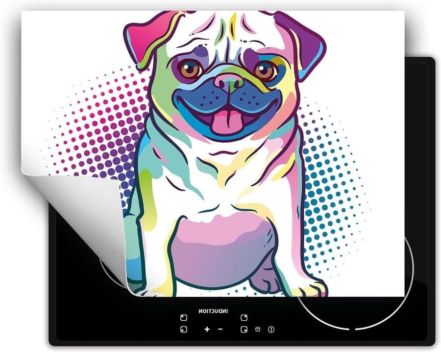 Kookplaat Beschermer Werkblad Decoratie Keuken Organisatie Antislip Vinyl 70x52 cm Hond Wit