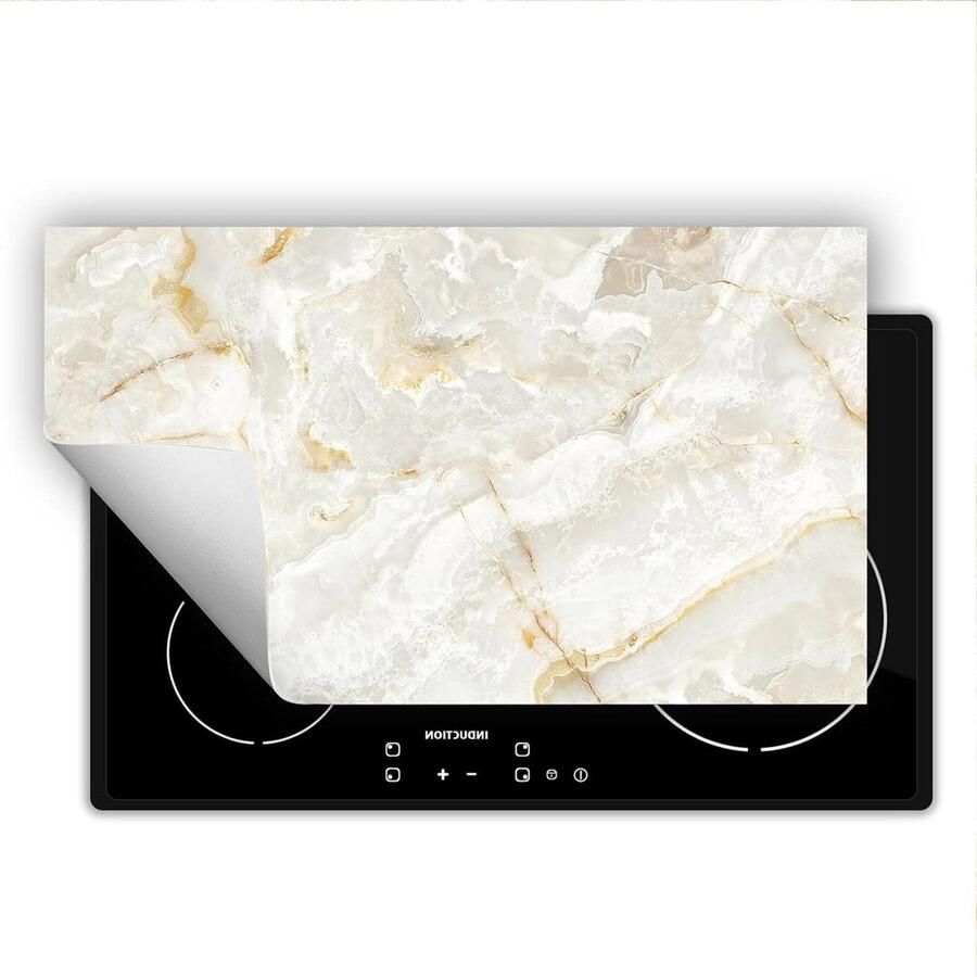 Kookplaat Beschermer Werkblad Mat Keuken Beschermen Anti Slip Vinyl 90x52 cm Marmer Wit